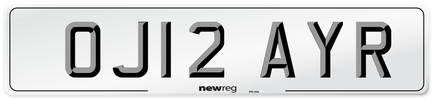 OJ12 AYR Number Plate from New Reg
